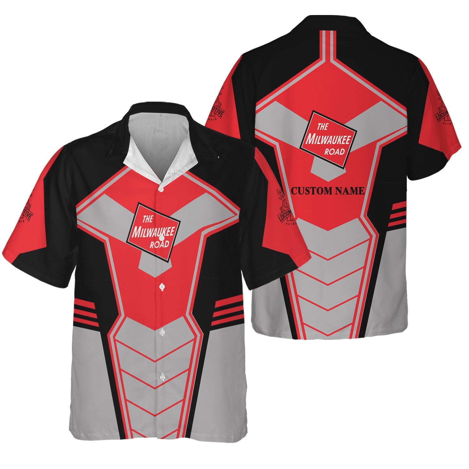 Railspirit Personalized Chicago, Milwaukee, St. Paul and Pacific Railroad Hawaiian Shirt Engine-Inspired Style Milwaukee Road Train Shirt