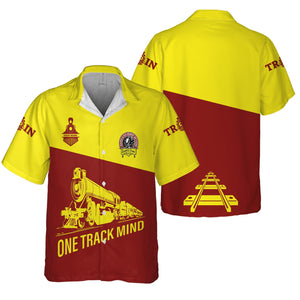 Railspirit Personalized Denver and Rio Grande Western Railroad Hawaiian Shirt One Track Mind Milwaukee Road Unisex Train Shirt