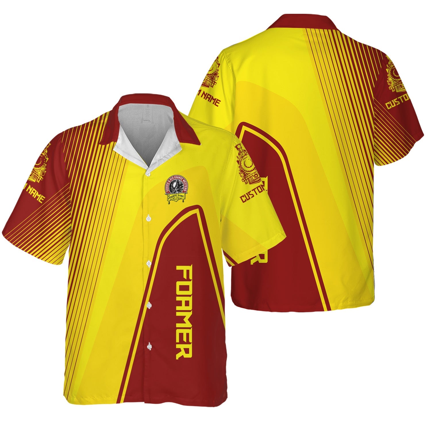 Railspirit Personalized Denver and Rio Grande Western Railroad Hawaiian Shirt Vibrant Striking Style Shirt For Rail Enthusiasts