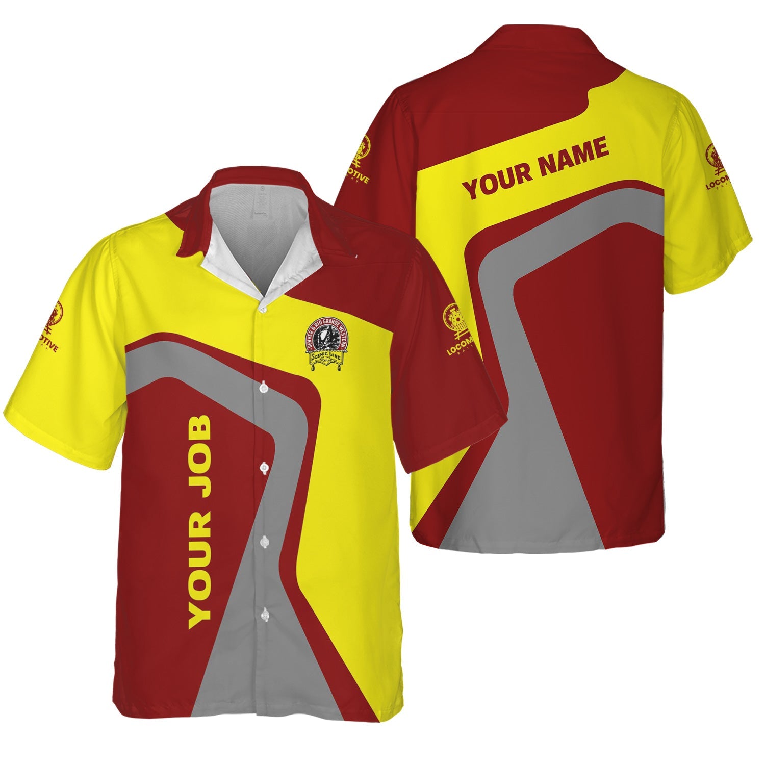 Railspirit Personalized Denver and Rio Grande Western Railroad Hawaiian Shirt Unique Design with Custom Job Position Train Shirt