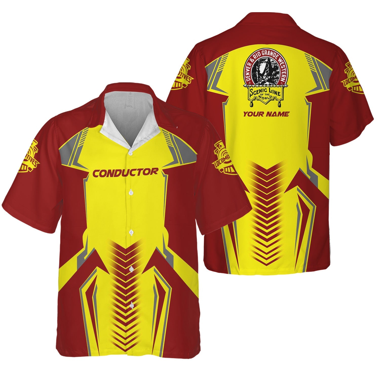 Railspirit Personalized Denver and Rio Grande Western Railroad Hawaiian Shirt Standout Style with Custom Position Train Shirt