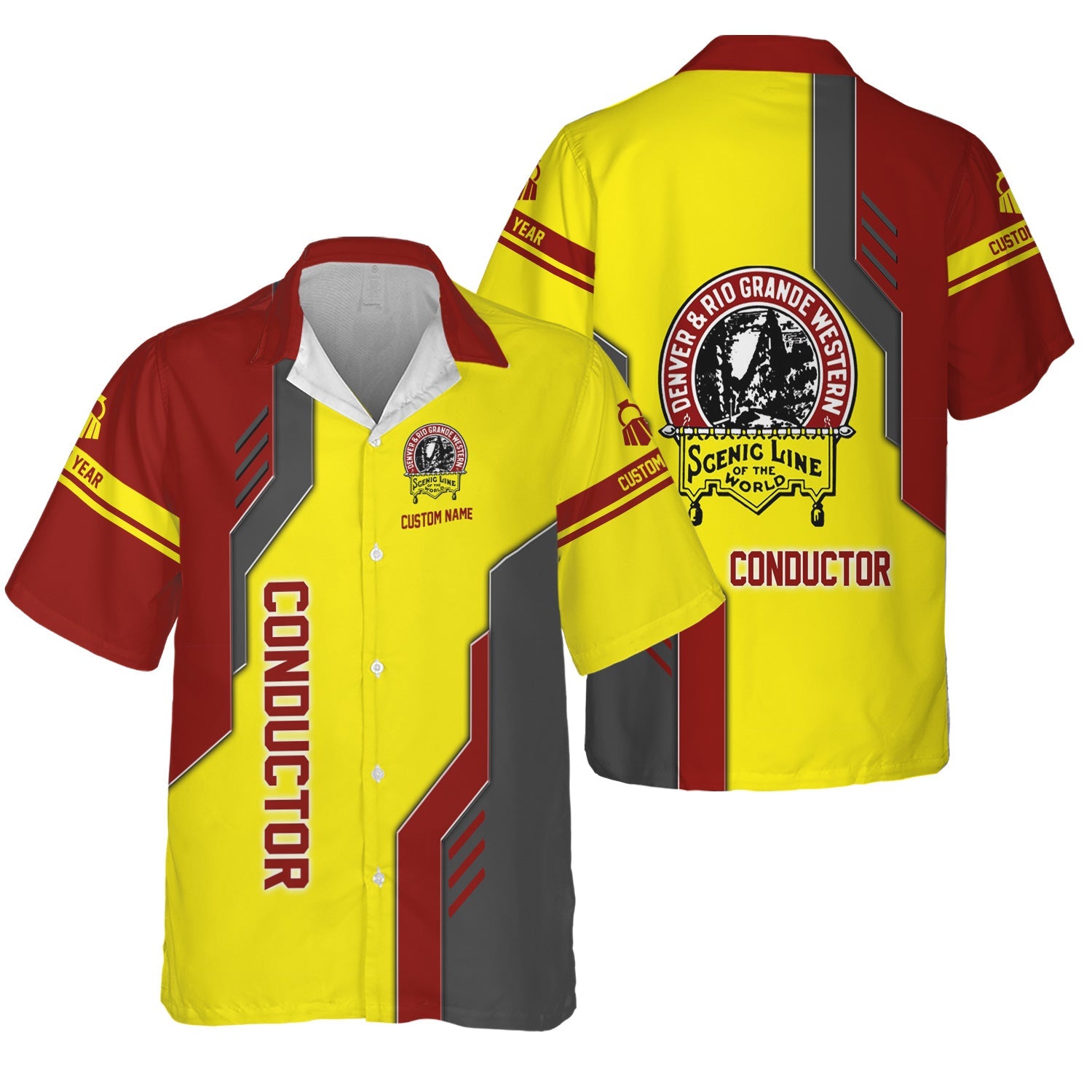 Railspirit Personalized Denver and Rio Grande Western Railroad Hawaiian Shirt Unique Railway Style with Custom Job Train Shirt