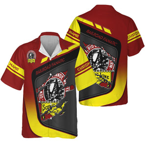 Railspirit Personalized Denver and Rio Grande Western Railroad Hawaiian Shirt Ripped Texture Style Train Shirt For Railroad Fanatic