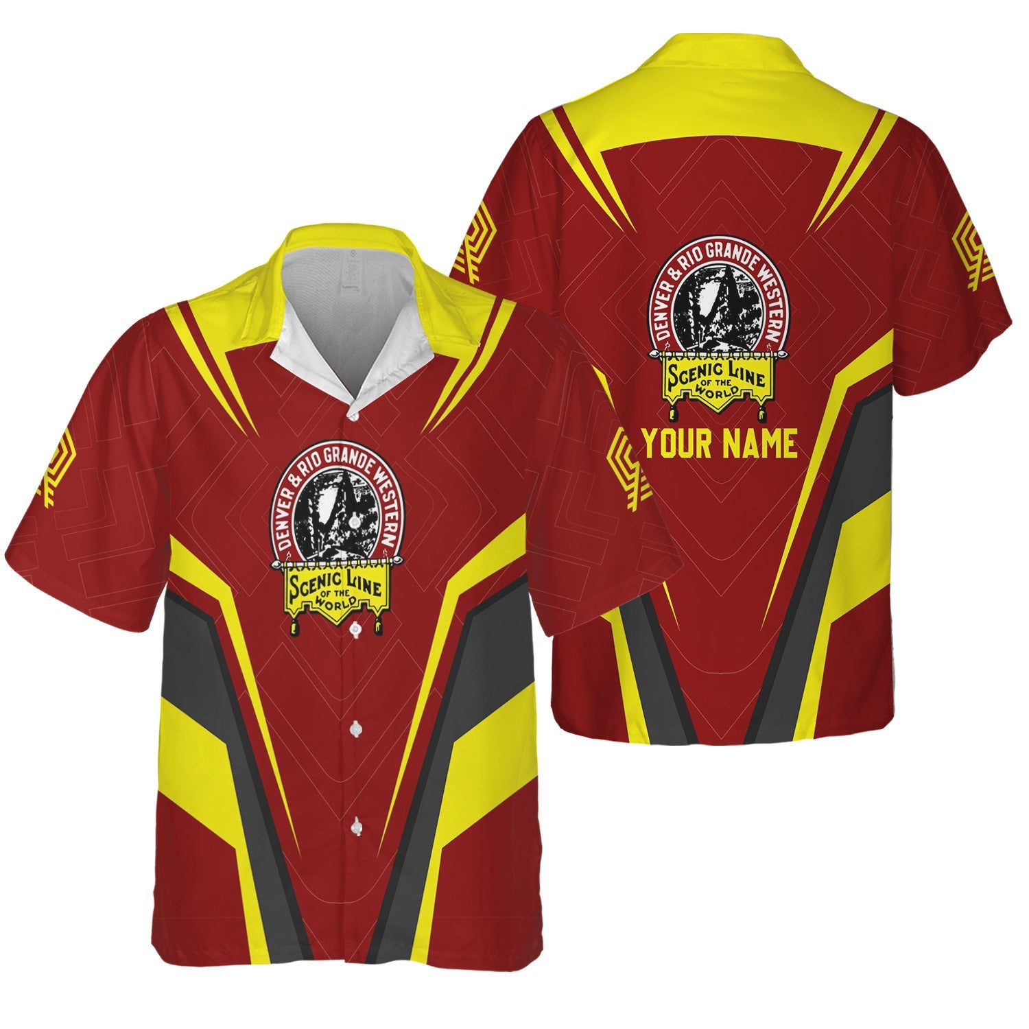 Railspirit Personalized Denver and Rio Grande Western Railroad Hawaiian Shirt Railway Inspired Apparel Train Shirt For Train Lovers