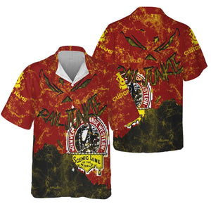 Railspirit Personalized Denver and Rio Grande Western Railroad Hawaiian Shirt Torn Graphic Style Train Shirt For Rail Junkie