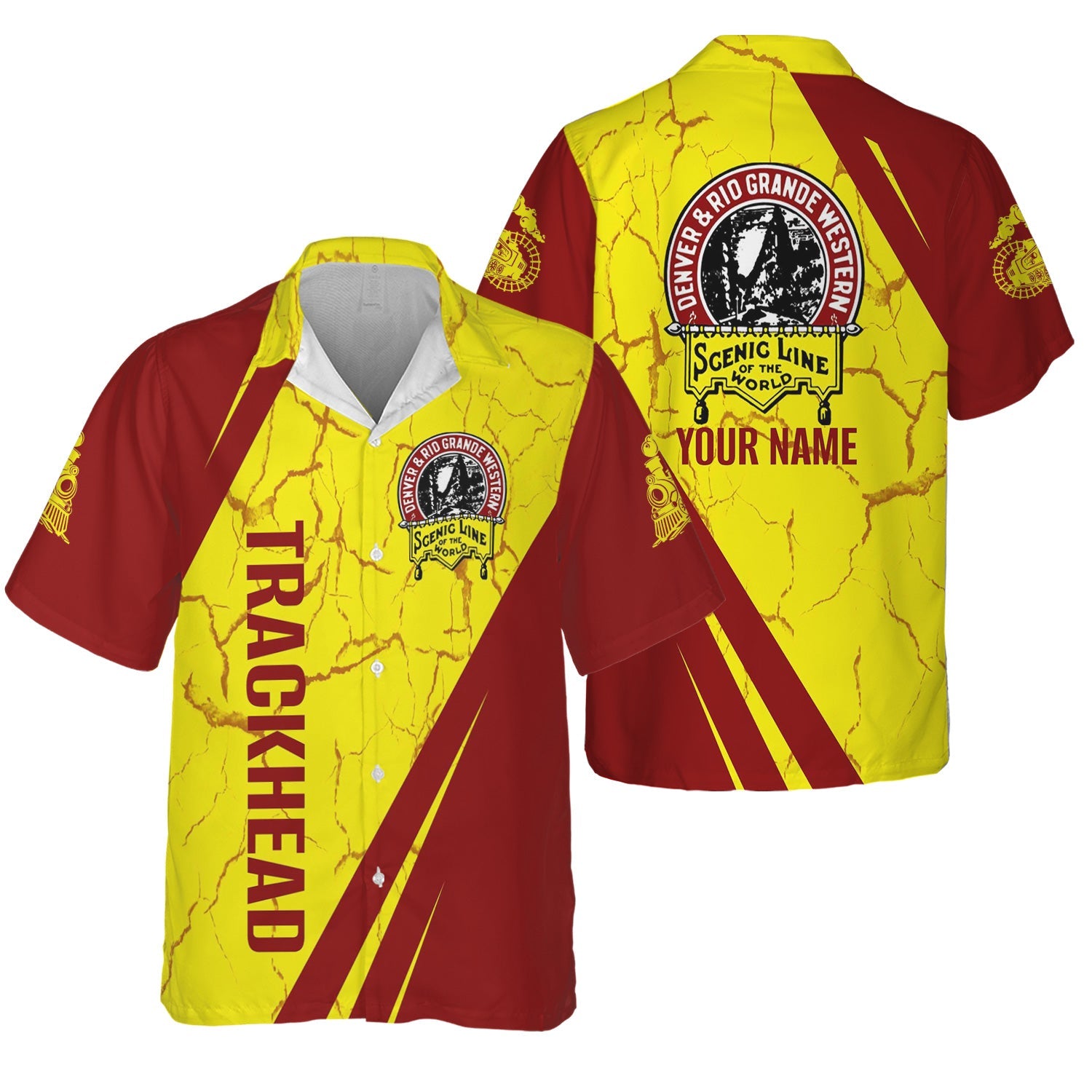 Railspirit Personalized Denver and Rio Grande Western Railroad Hawaiian Shirt Crackle Texture Style Shirt For Trackhead