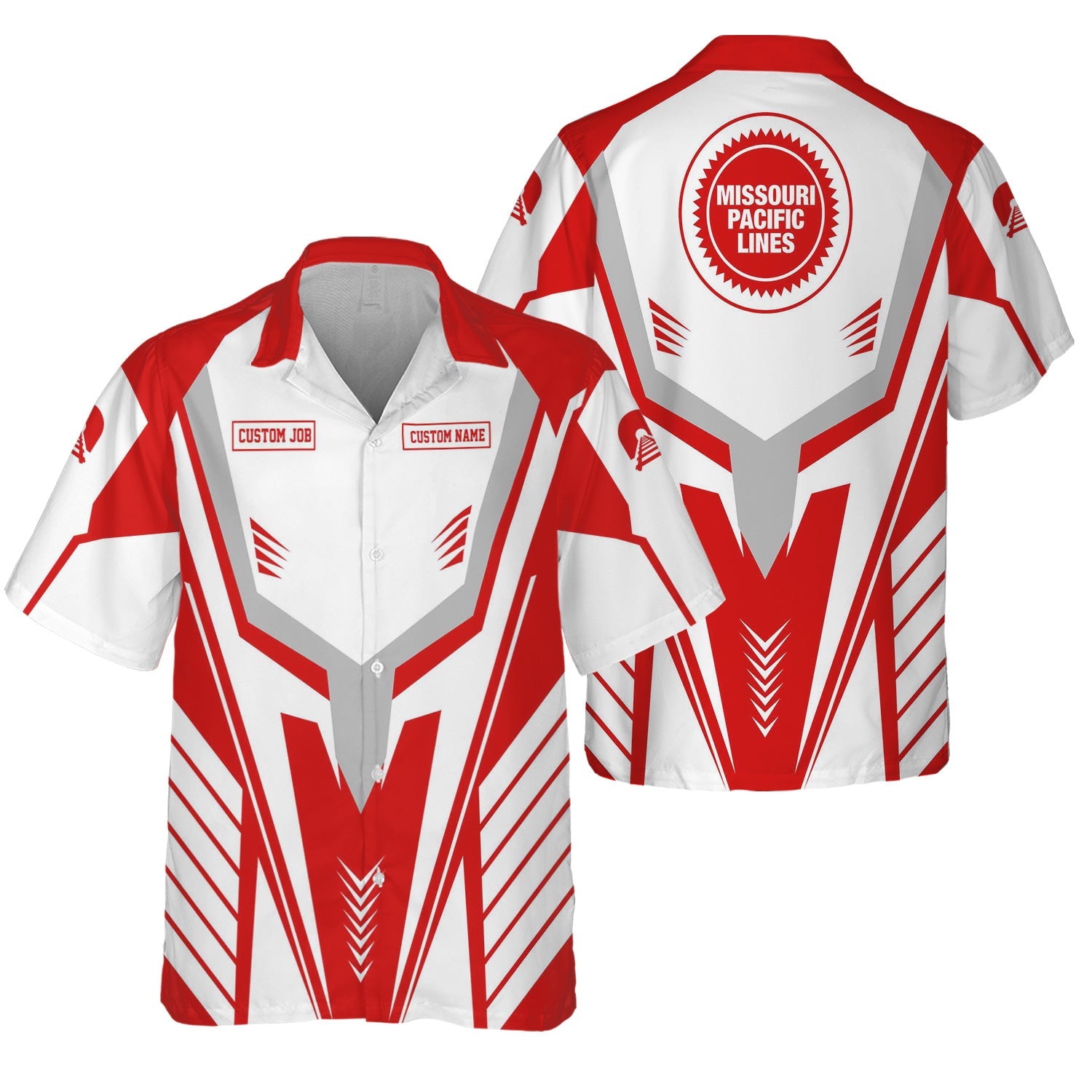 Railspirit Personalized Missouri Pacific Railroad Hawaiian Shirt Workwear-Inspired with Custom Position Train Shirt