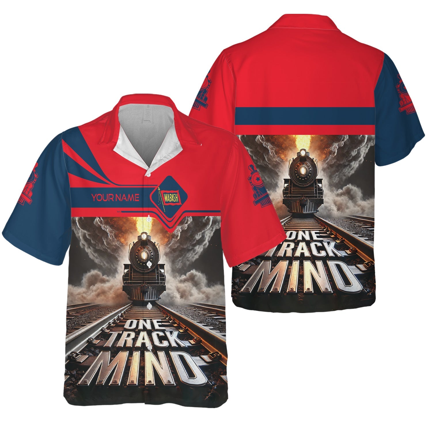 Railspirit Personalized Wabash Railroad Hawaiian Shirt One Track Mind Train Printed Shirt