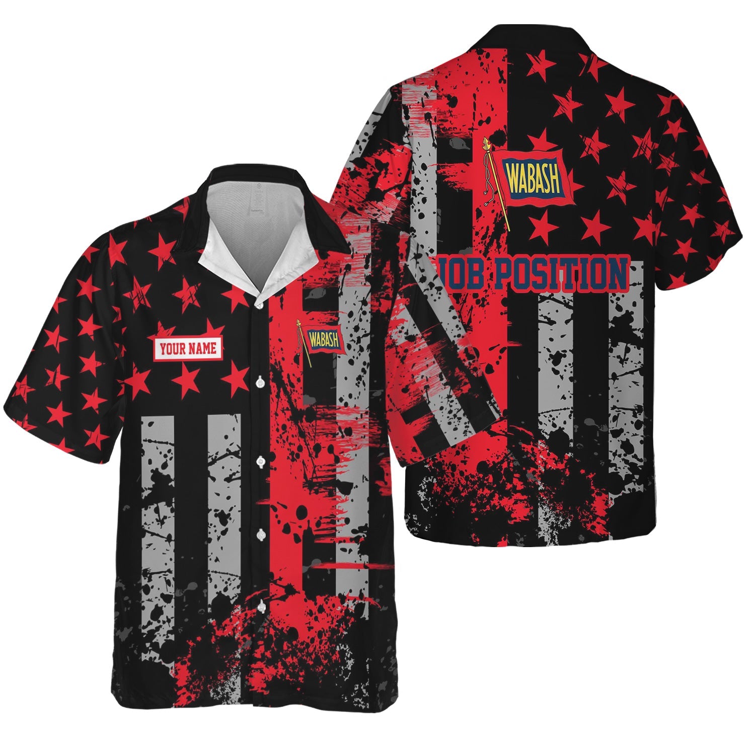 Railspirit Personalized Wabash Railroad Hawaiian Shirt Artistic Paint American Flag Style Train Shirt