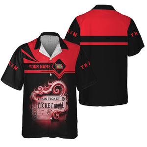 Railspirit Personalized Wabash Railroad Hawaiian Shirt Train Ticket  American Locomotive Printed Train