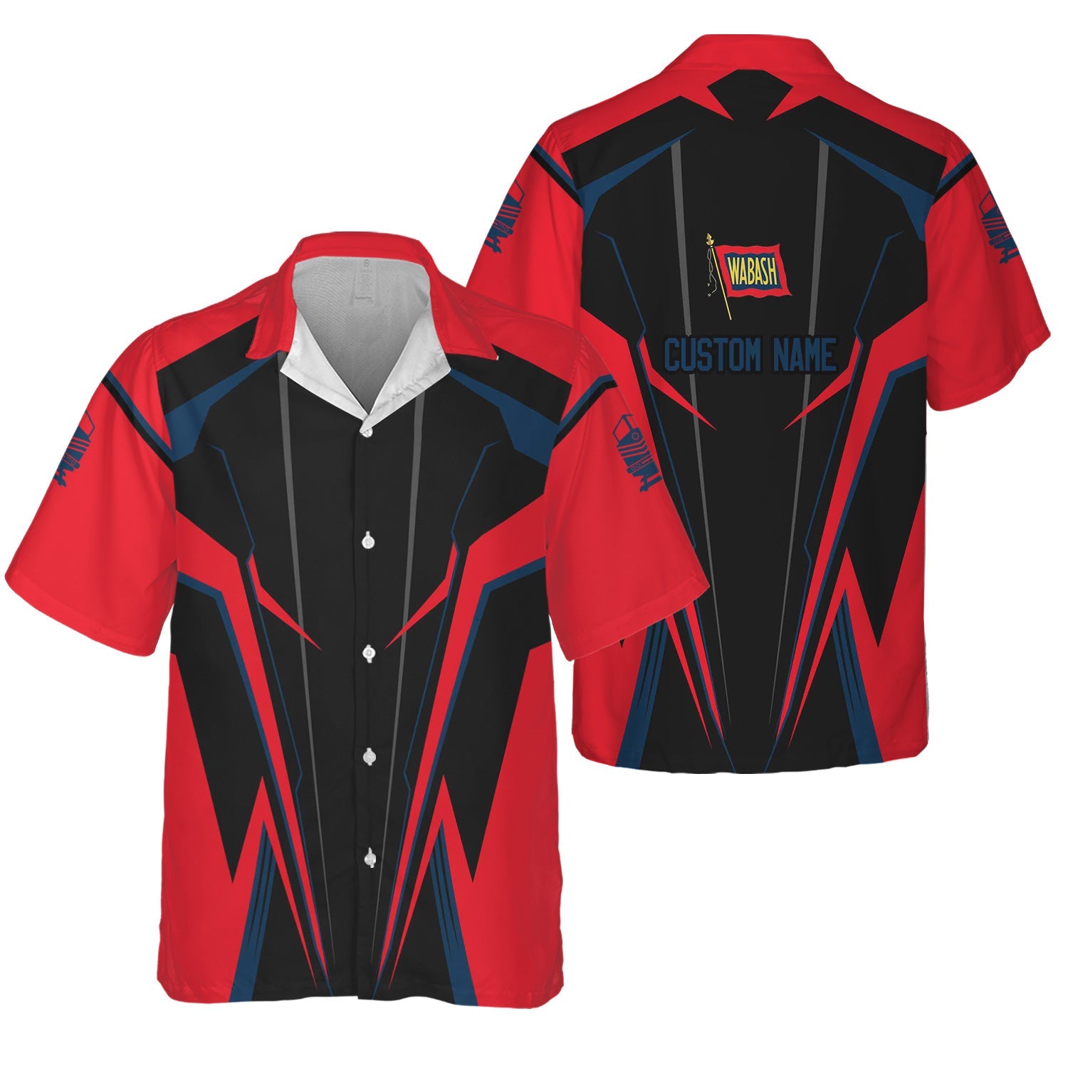 Railspirit Personalized Wabash Railroad Hawaiian Shirt Lightning-Edge Design Train Shirt For Railroad Lovers