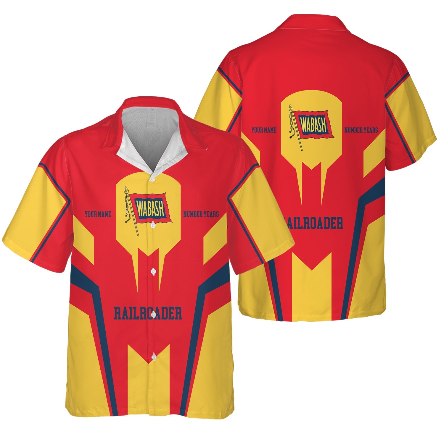 Railspirit Personalized Wabash Railroad Hawaiian Shirt Custom Year Railroader Shirt Gift Idea For Train Lover