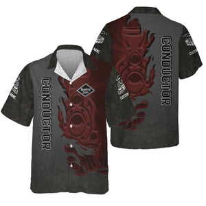 Railspirit Personalized Reading Railroad Hawaiian Shirt Blazing Style with Custom Position Train Shirt