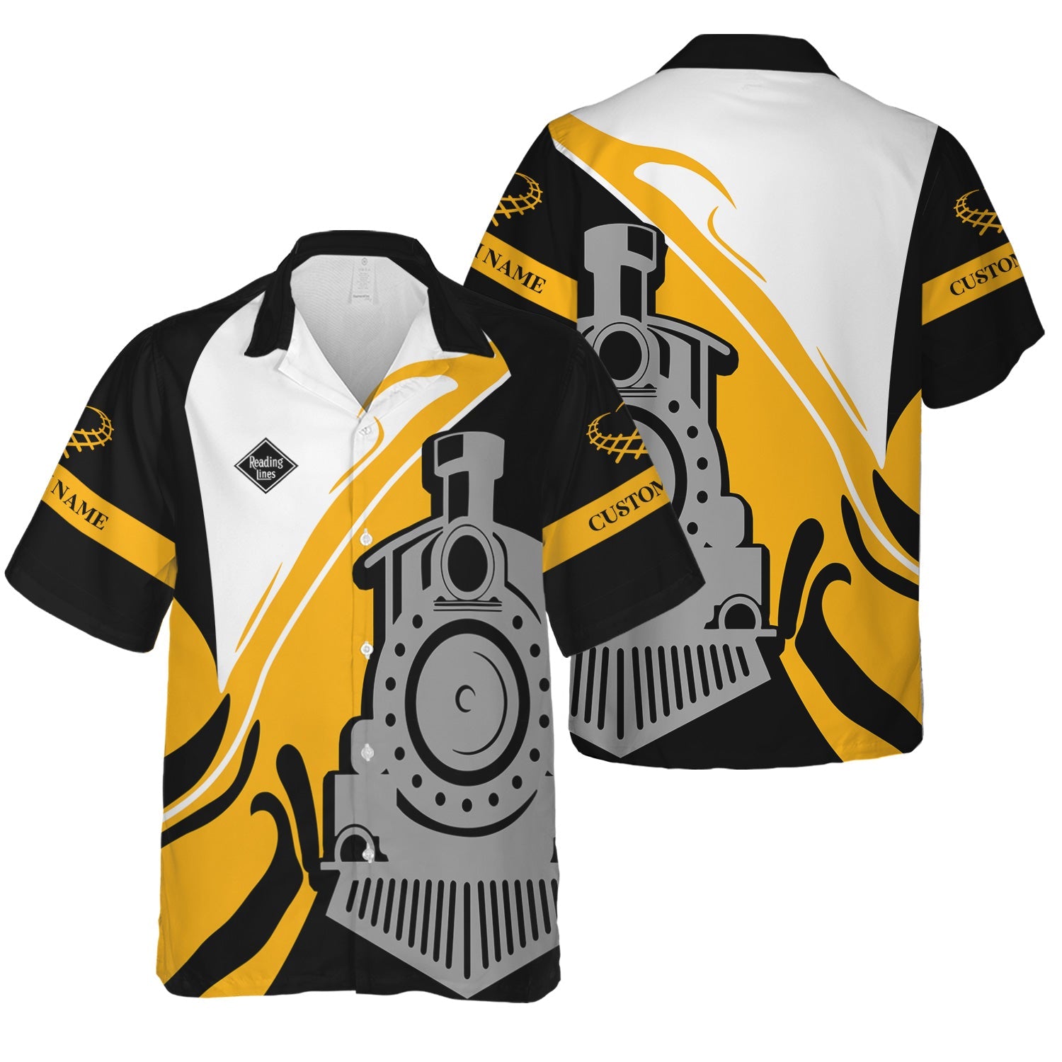 Railspirit Personalized Reading Railroad Hawaiian Shirt Flame-Inspired Style Shirt Gift Idea For Train Lovers