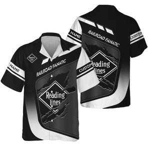 Railspirit Personalized Reading Railroad Hawaiian Shirt Ripped Texture Style Train Shirt For Railroad Fanatic