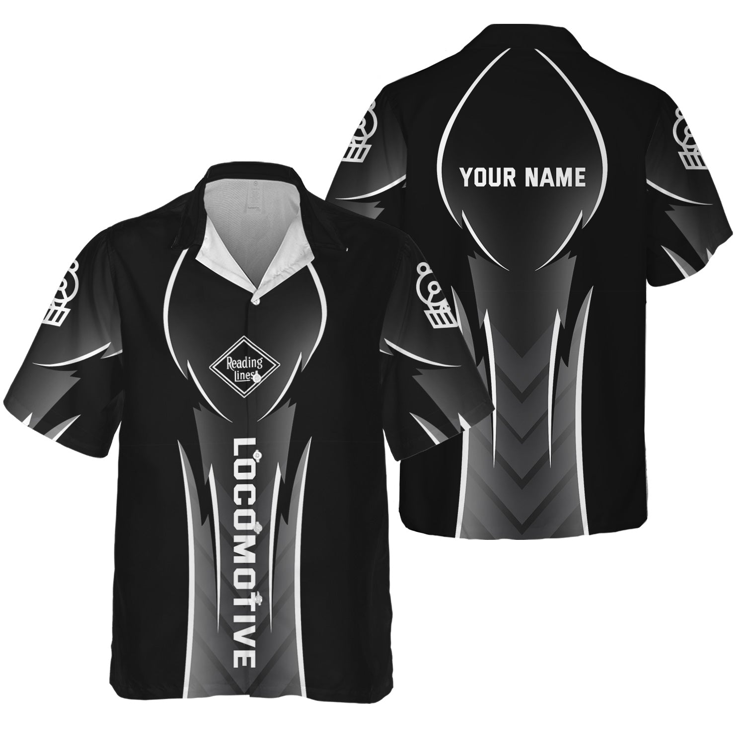 Railspirit Personalized Reading Railroad Hawaiian Shirt Striking Line Style Train Shirt For Locomotive Lovers