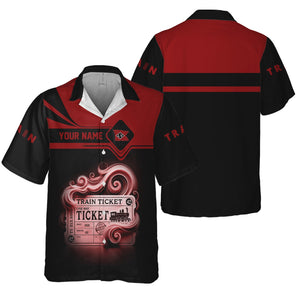 Railspirit Personalized Lehigh Valley Railroad Hawaiian Shirt Train Ticket  American Locomotive Printed Train