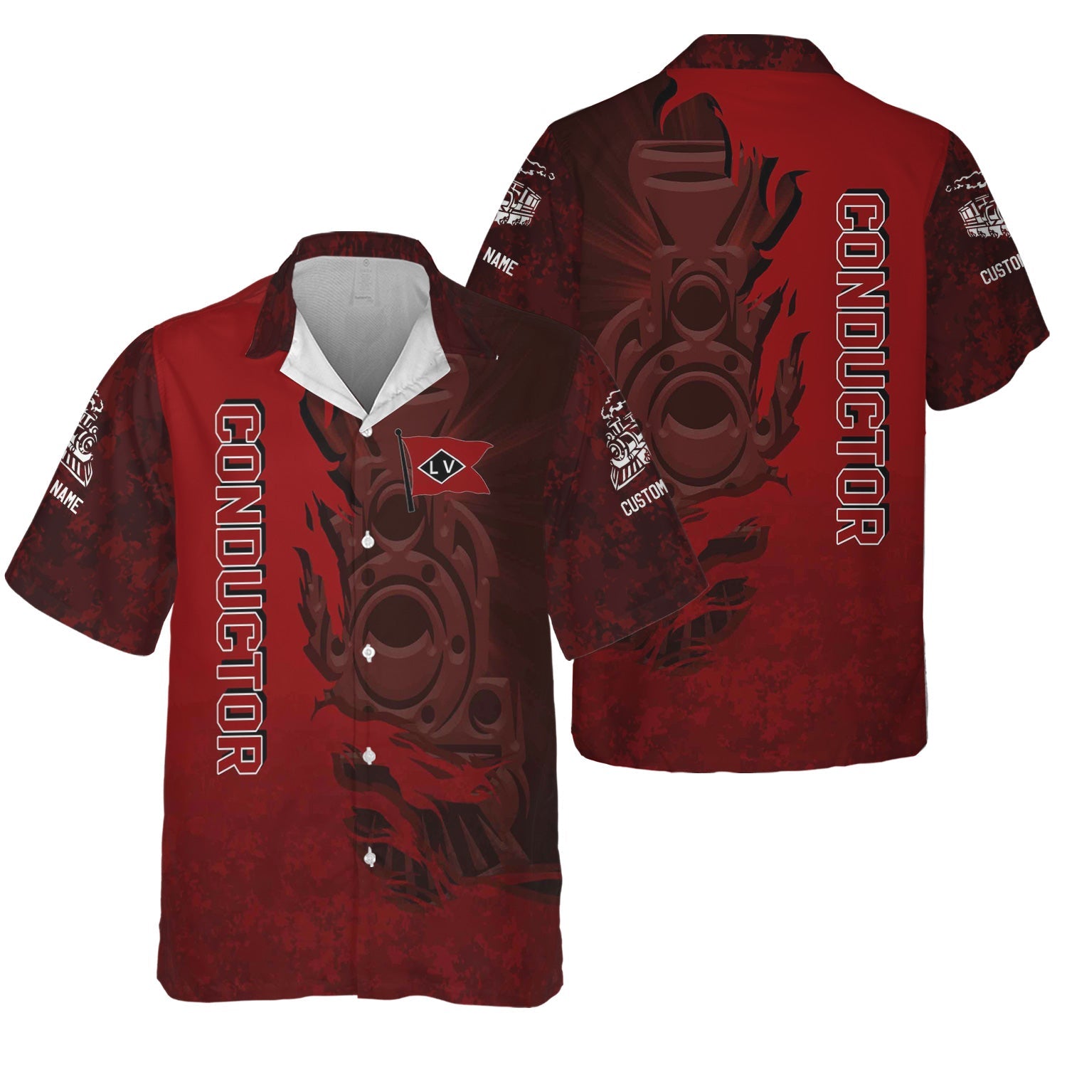 Railspirit Personalized Lehigh Valley Railroad Hawaiian Shirt Blazing Style with Custom Position Train Shirt