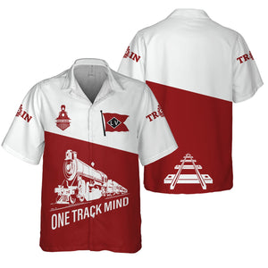 Railspirit Personalized Lehigh Valley Railroad Hawaiian Shirt One Track Mind Unisex Train Shirt Gift Idea For Train Lover