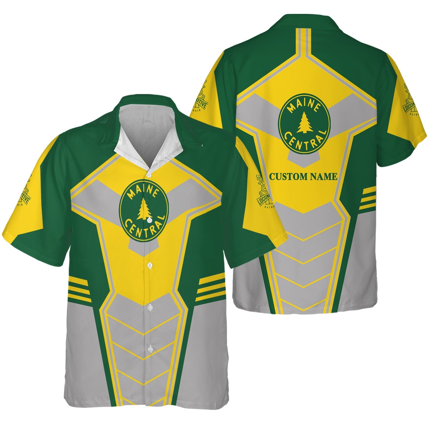 Railspirit Personalized Maine Central Railroad Hawaiian Shirt Engine-Inspired Style Train Shirt for Railroad Fanatic