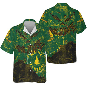 Railspirit Personalized Maine Central Railroad Hawaiian Shirt Torn Graphic Style Train Shirt For Rail Junkie