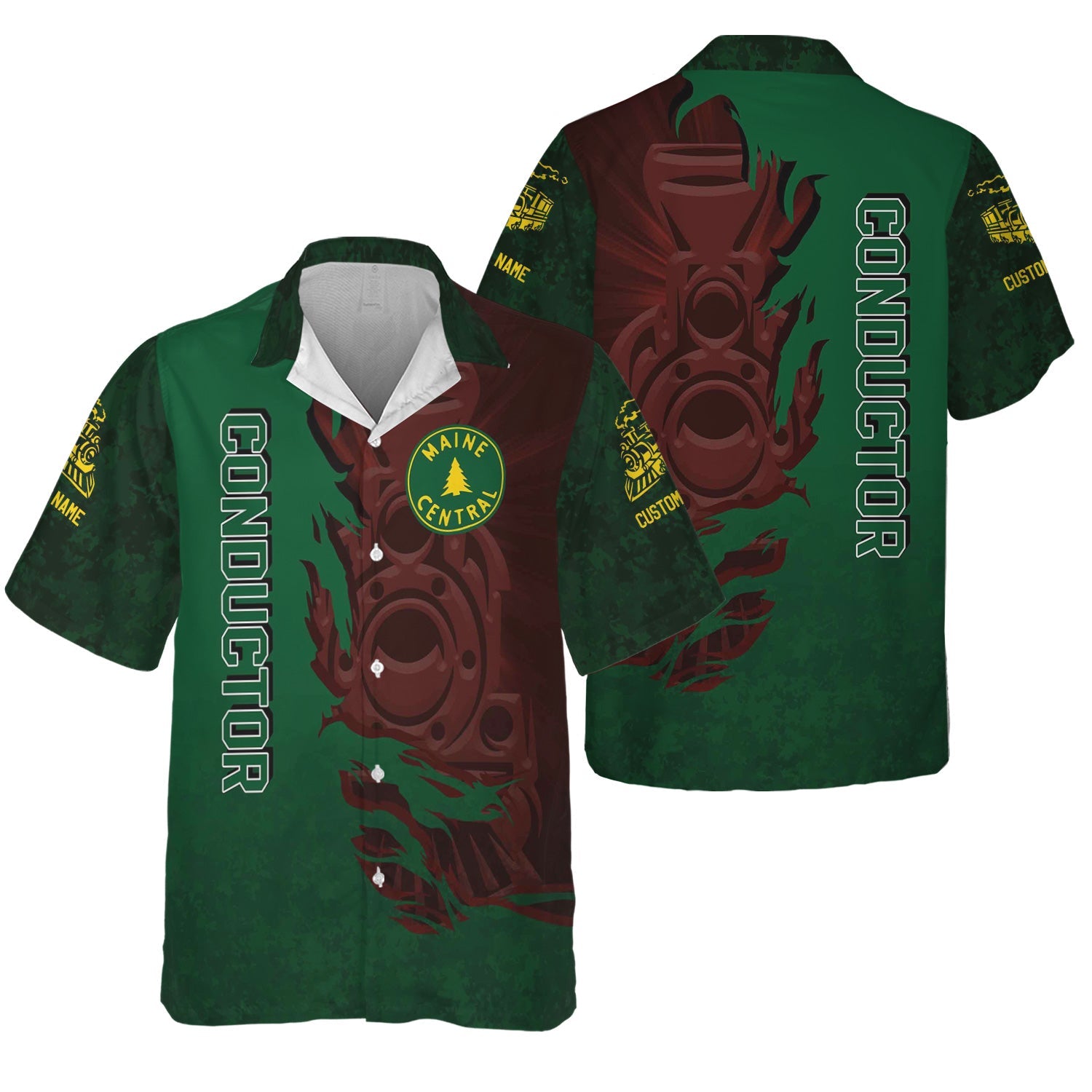 Railspirit Personalized Maine Central Railroad Hawaiian Shirt Blazing Style with Custom Position Train Shirt