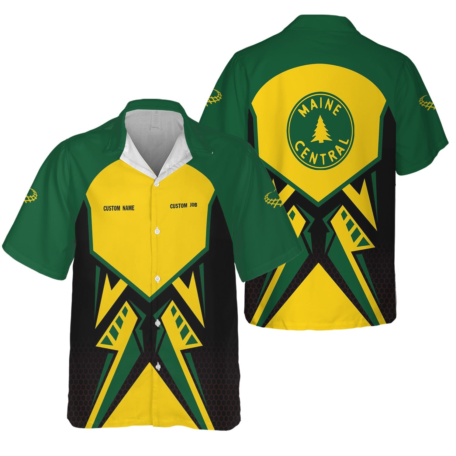 Railspirit Personalized Maine Central Railroad Hawaiian Shirt Vibriant Style with Custom Position Train Shirt