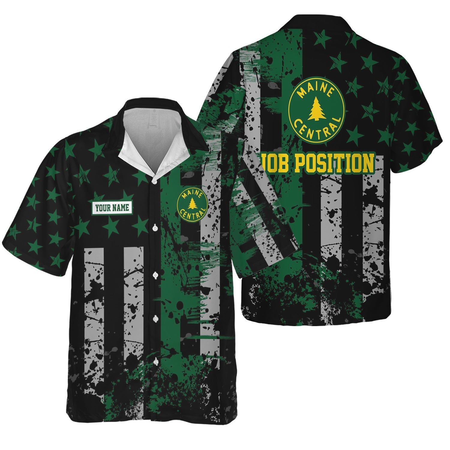 Railspirit Personalized Maine Central Railroad Hawaiian Shirt Artistic Paint American Flag Style Train Shirt