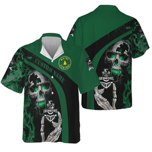 Railspirit Personalized Maine Central Railroad Hawaiian Shirt Flame Skull Design Train Shirt for Locomotive Fans