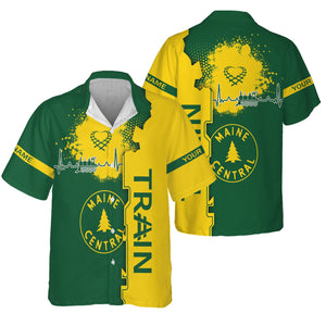 Railspirit Personalized Maine Central Railroad Hawaiian Shirt Engine Heartbeat and Track Love Style Shirt Gift Idea For Train Lovers