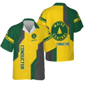 Railspirit Personalized Maine Central Railroad Hawaiian Shirt Unique Railway Style with Custom Job Train Shirt