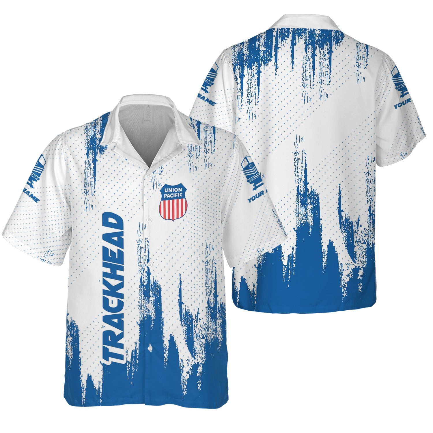 Railspirit Personalized Union Pacific Railroad Hawaiian Shirt Paint Impact Design Big Boy Train Shirt for Trackhead