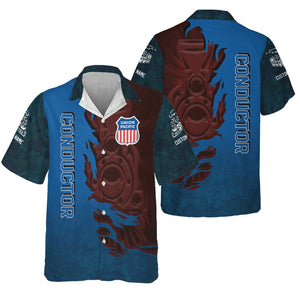 Railspirit Personalized Union Pacific Railroad Hawaiian Shirt Blazing Style with Custom Position Big Boy Train Shirt