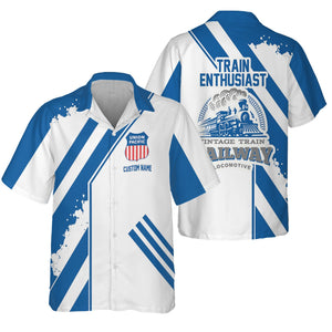 Railspirit Personalized Union Pacific Railroad Hawaiian Shirt Locomotive Design Big Boy Train Shirt for Train Enthusiast
