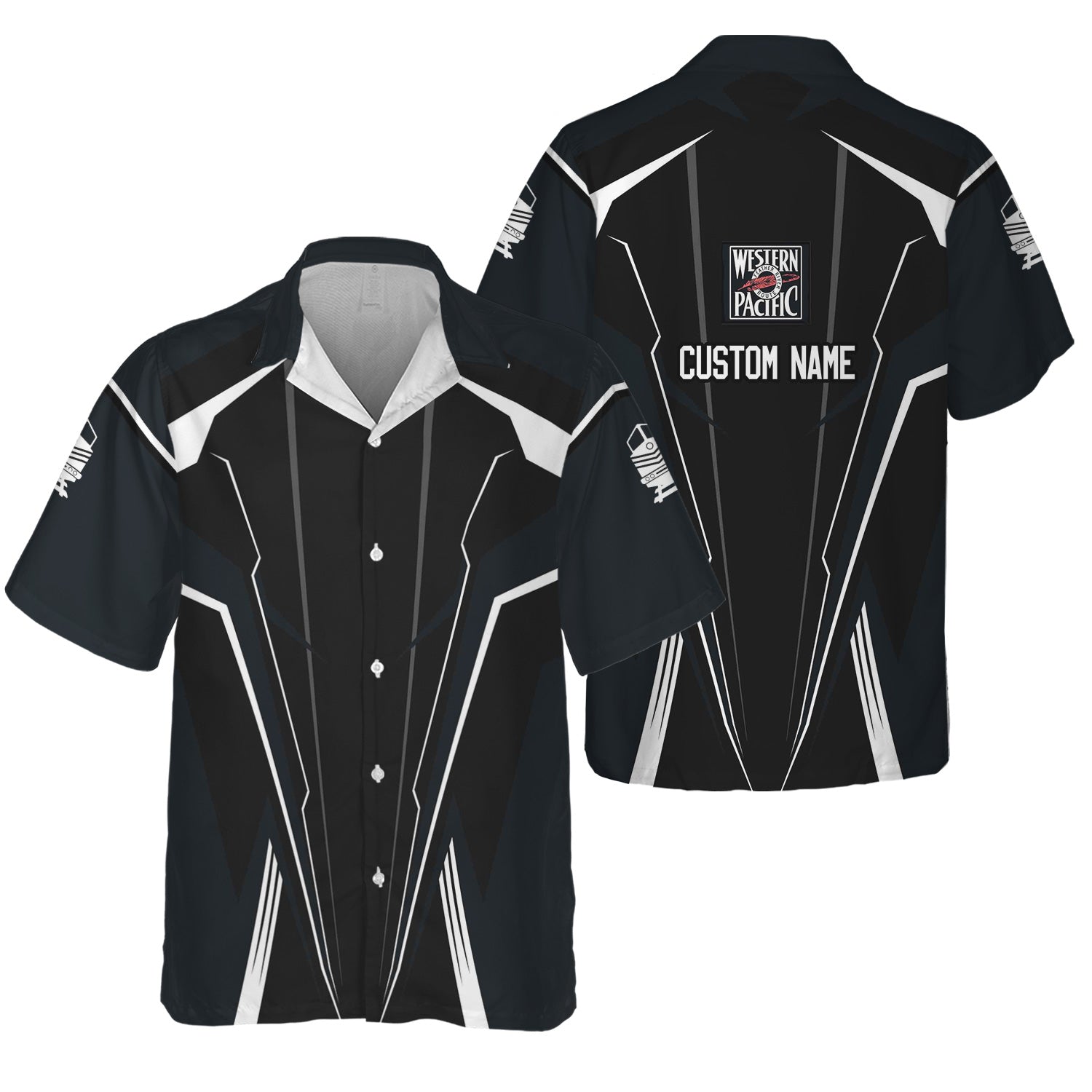 Railspirit Personalized Western Pacific Railroad Hawaiian Shirt Lightning-Edge Design Train Shirt For Railroad Lovers