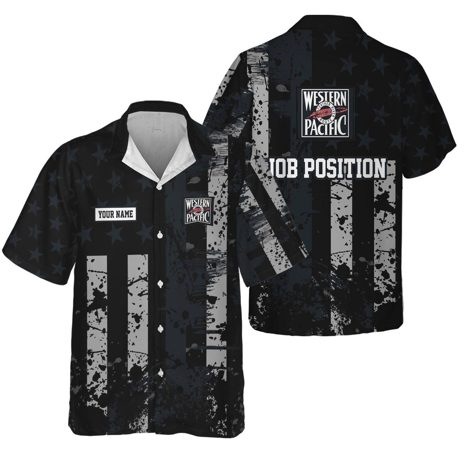 Railspirit Personalized Western Pacific Railroad Hawaiian Shirt Artistic Paint American Flag Style Train Shirt