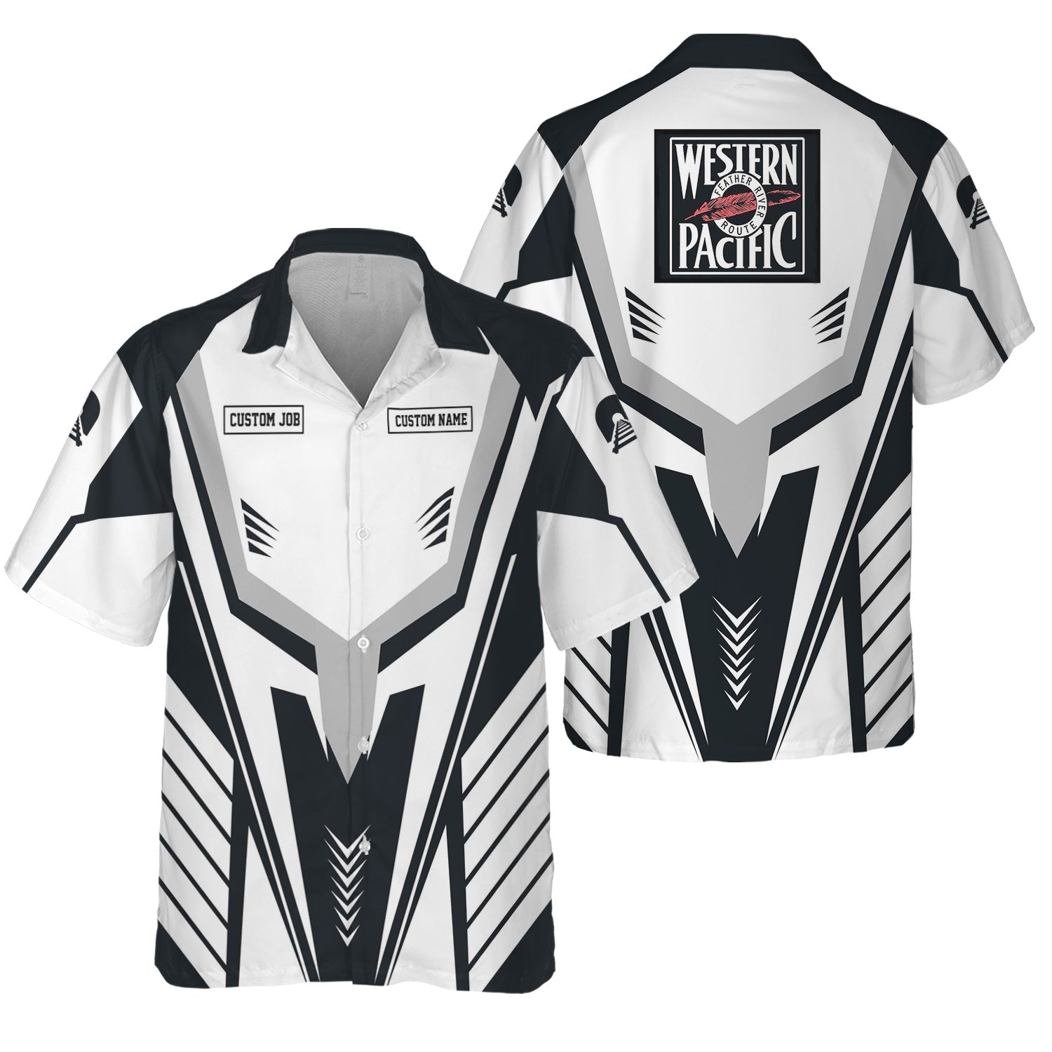 Railspirit Personalized Western Pacific Railroad Hawaiian Shirt Workwear-Inspired with Custom Position Train Shirt