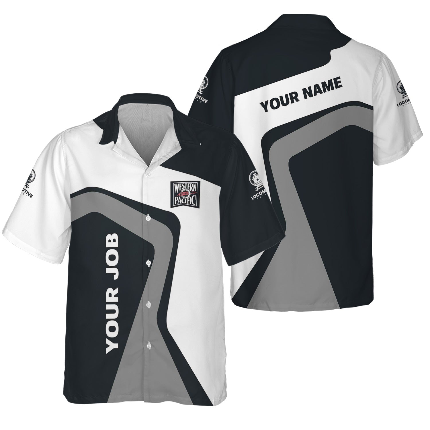 Railspirit Personalized Western Pacific Railroad Hawaiian Shirt Unique Design with Custom Job Position Train Shirt