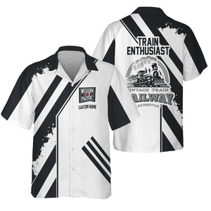 Railspirit Personalized Western Pacific Railroad Hawaiian Shirt Locomotive Design Train Shirt for Train Enthusiast