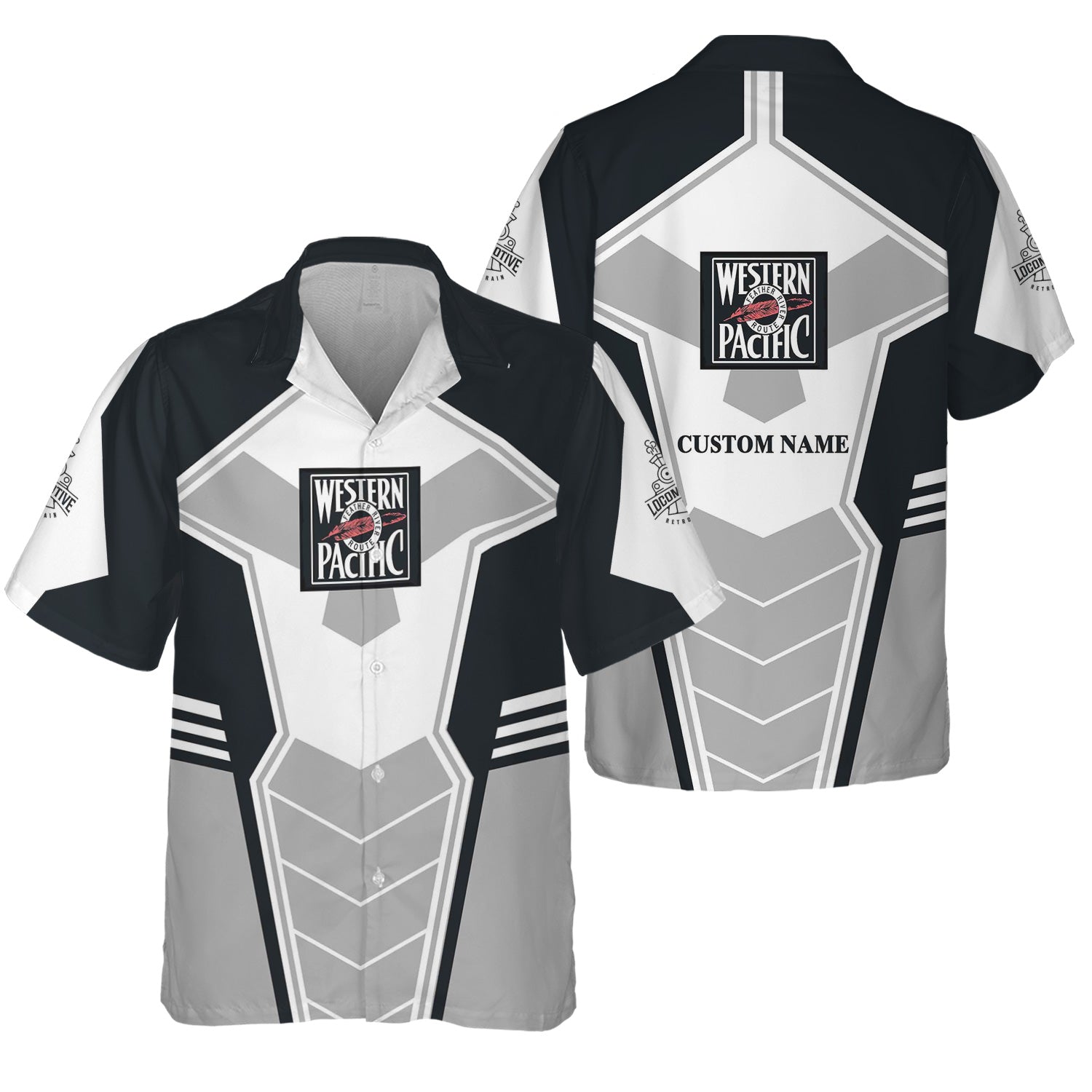 Railspirit Personalized Western Pacific Railroad Hawaiian Shirt Engine-Inspired Style Train Shirt for Railroad Fanatic