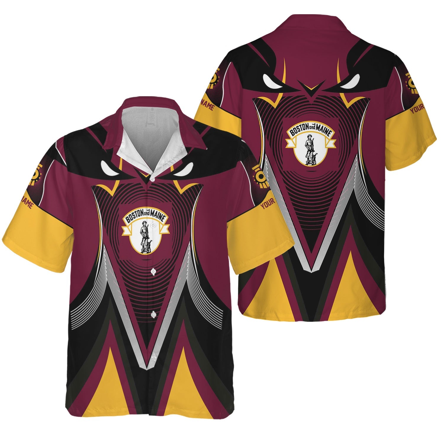 Railspirit Personalized Boston and Maine Railroad Hawaiian Shirt Vibrant Graphic Pattern Shirt For Train Enthusiasts