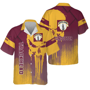 Railspirit Personalized Boston and Maine Railroad Hawaiian Shirt Skull Design with Custom Job Train Shirt for Trackhead Crew