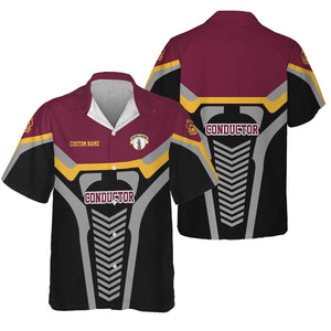 Railspirit Personalized Boston and Maine Railroad Hawaiian Shirt Track-Inspired with Custom Job Position Train Shirt