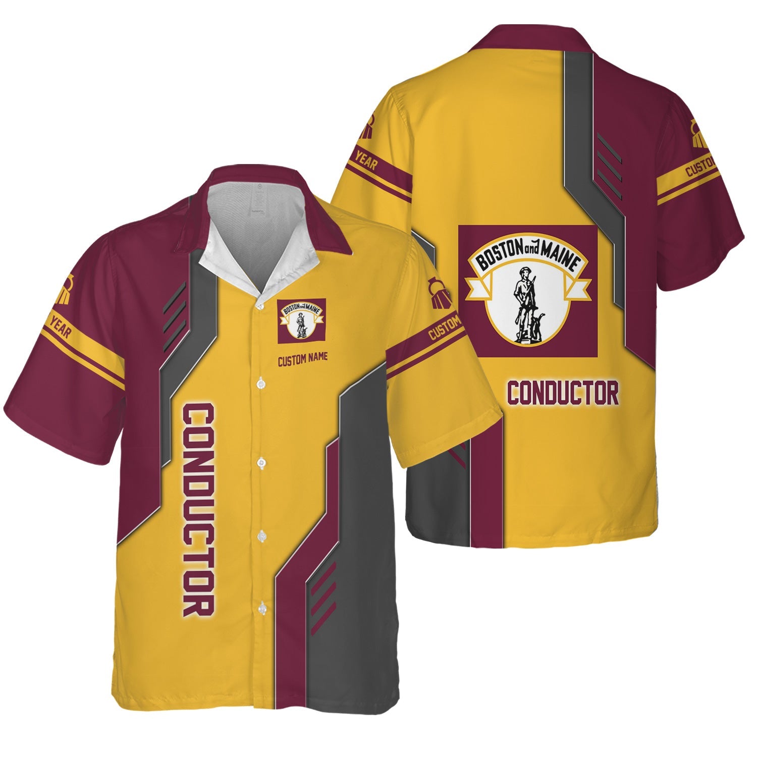 Railspirit Personalized Boston and Maine Railroad Hawaiian Shirt Unique Railway Style with Custom Job Train Shirt