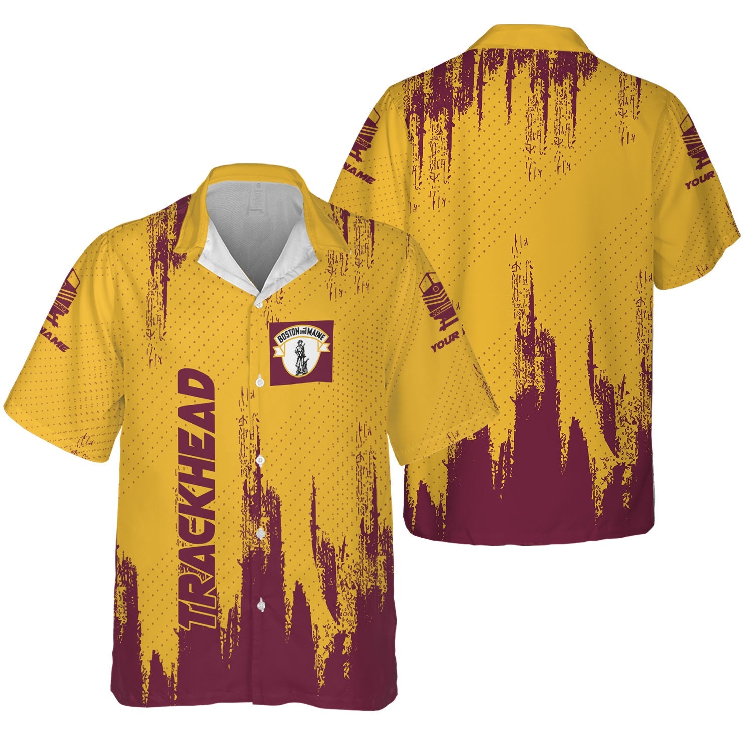 Railspirit Personalized Boston and Maine Railroad Hawaiian Shirt Paint Impact Design Train Shirt for Trackhead