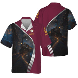 Railspirit Personalized Boston and Maine Railroad Hawaiian Shirt Steampunk Locomotive with Custom Year Train Shirt