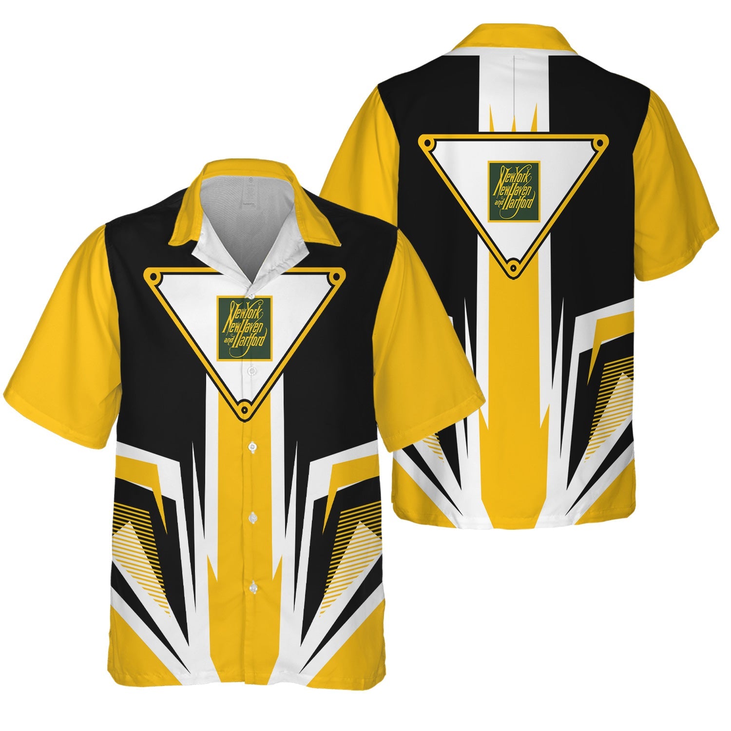 Railspirit New York, New Haven and Hartford Railroad Hawaiian Shirt Bold Graphic Style New Haven Railroad All Over Printed Shirt