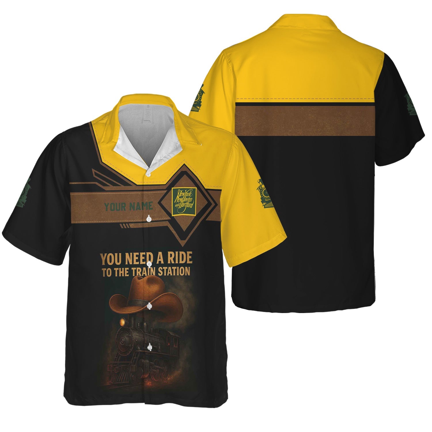 Railspirit Personalized New York, New Haven and Hartford Railroad Hawaiian Shirt You Need A Ride To The Train Station New Haven Railroad Shirt