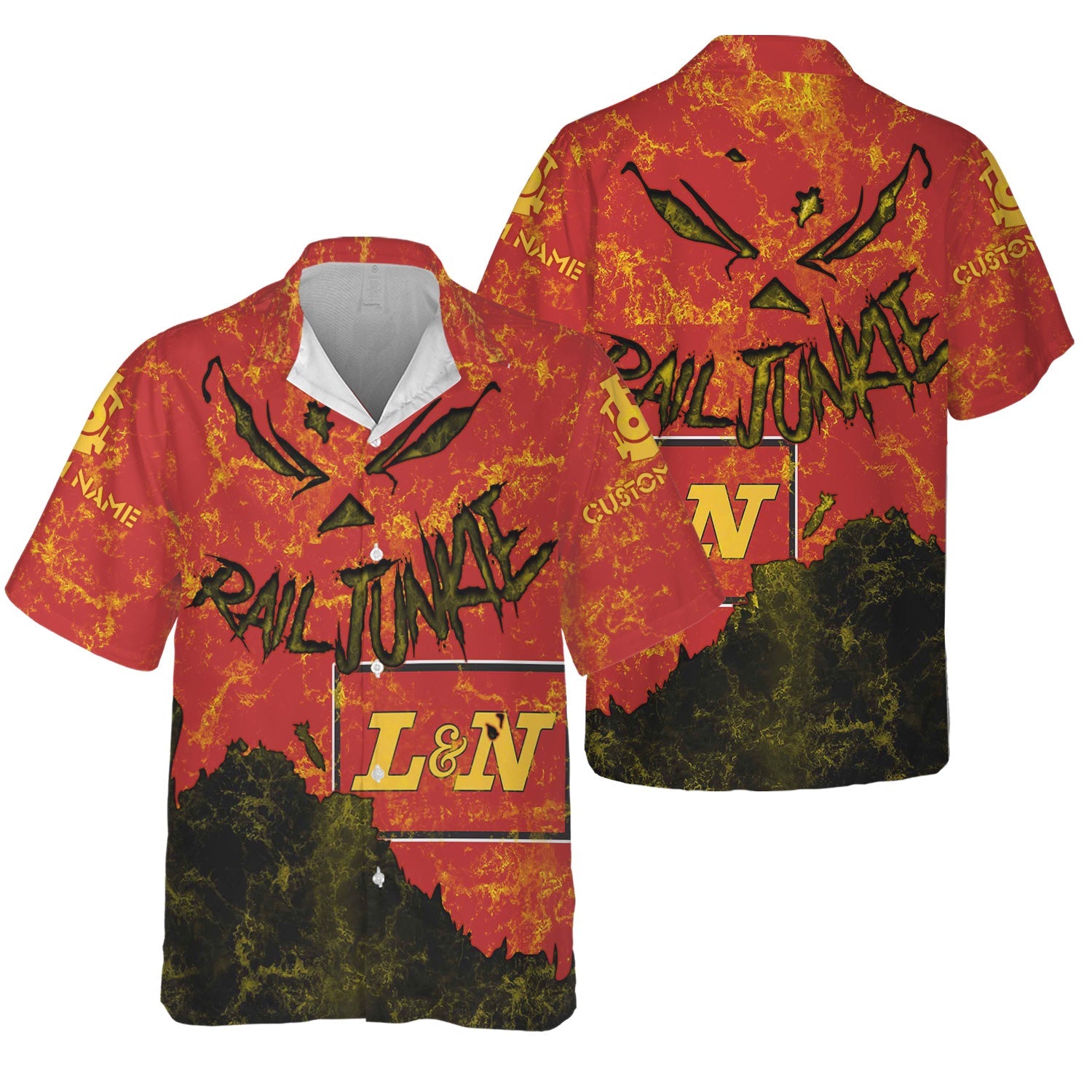 Railspirit Personalized Louisville and Nashville Railroad Hawaiian Shirt Torn Graphic Style L&N Train Shirt For Rail Junkie