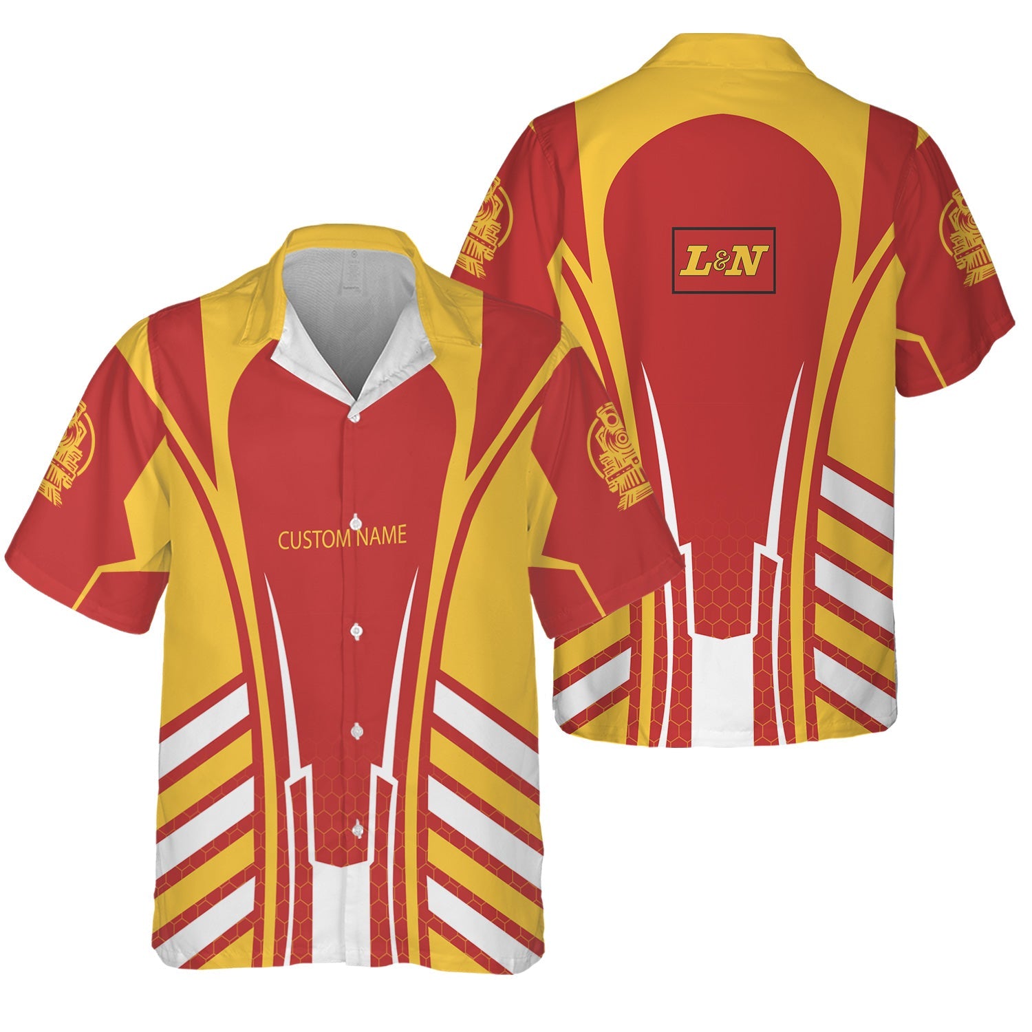 Railspirit Personalized Louisville and Nashville Railroad Hawaiian Shirt Striped Railroad Style L&N Train Shirt All Over Print